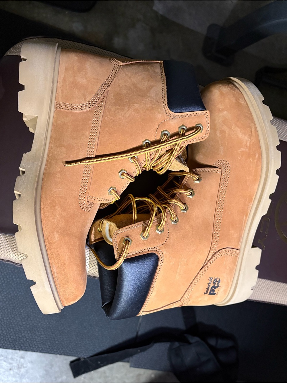 Timberland PRO Tan Nubuck Boots with Black Collar soft toe